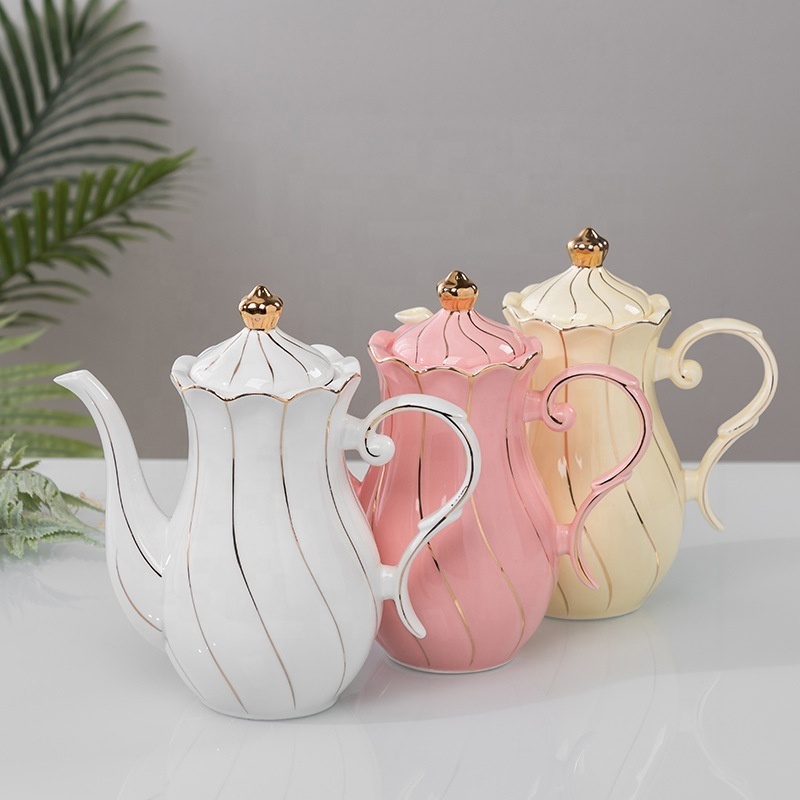 Nordic Ceramic Tea Cup Tea Pot Set with Tray, Porcelain Coffee Pot & Coffee Cups Set Christmas Gift for Drinking Tea And Latte