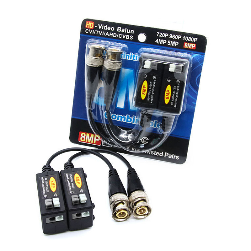 Surveillance Accessories  8MP HD UTP CCTV Video Balun for analog CCTV cameras AHD HD-TVI HD-CVI 1 Channel Passive Pair BNC