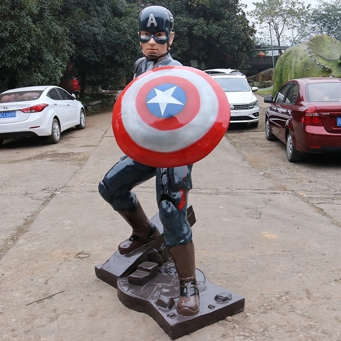 Artificial Vivid Fiberglass Cartoon statue superhero Character Statue