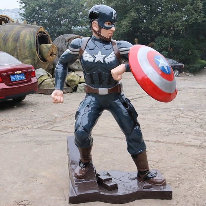 Artificial Vivid Fiberglass Cartoon statue superhero Character Statue