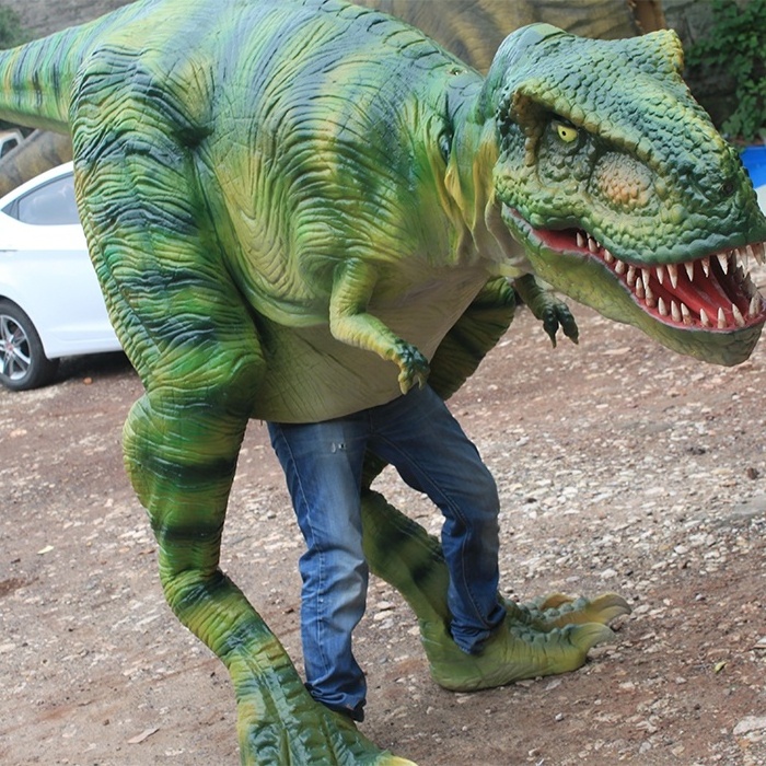 life size adult realistic velociraptor dinosaur costume  for party