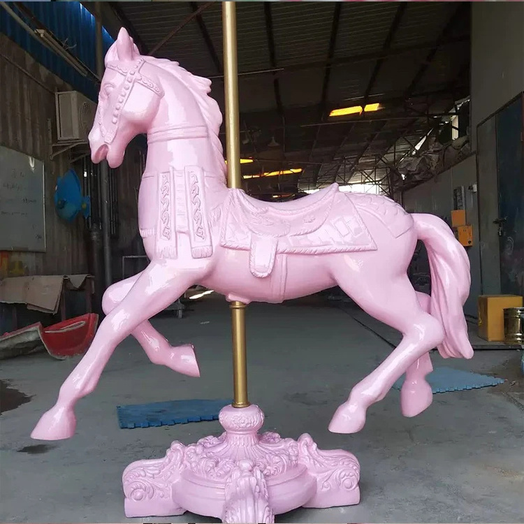 Fiberglass Figurine support customization full size carousel sculpture/ carousel horses props/ kids carousel horse