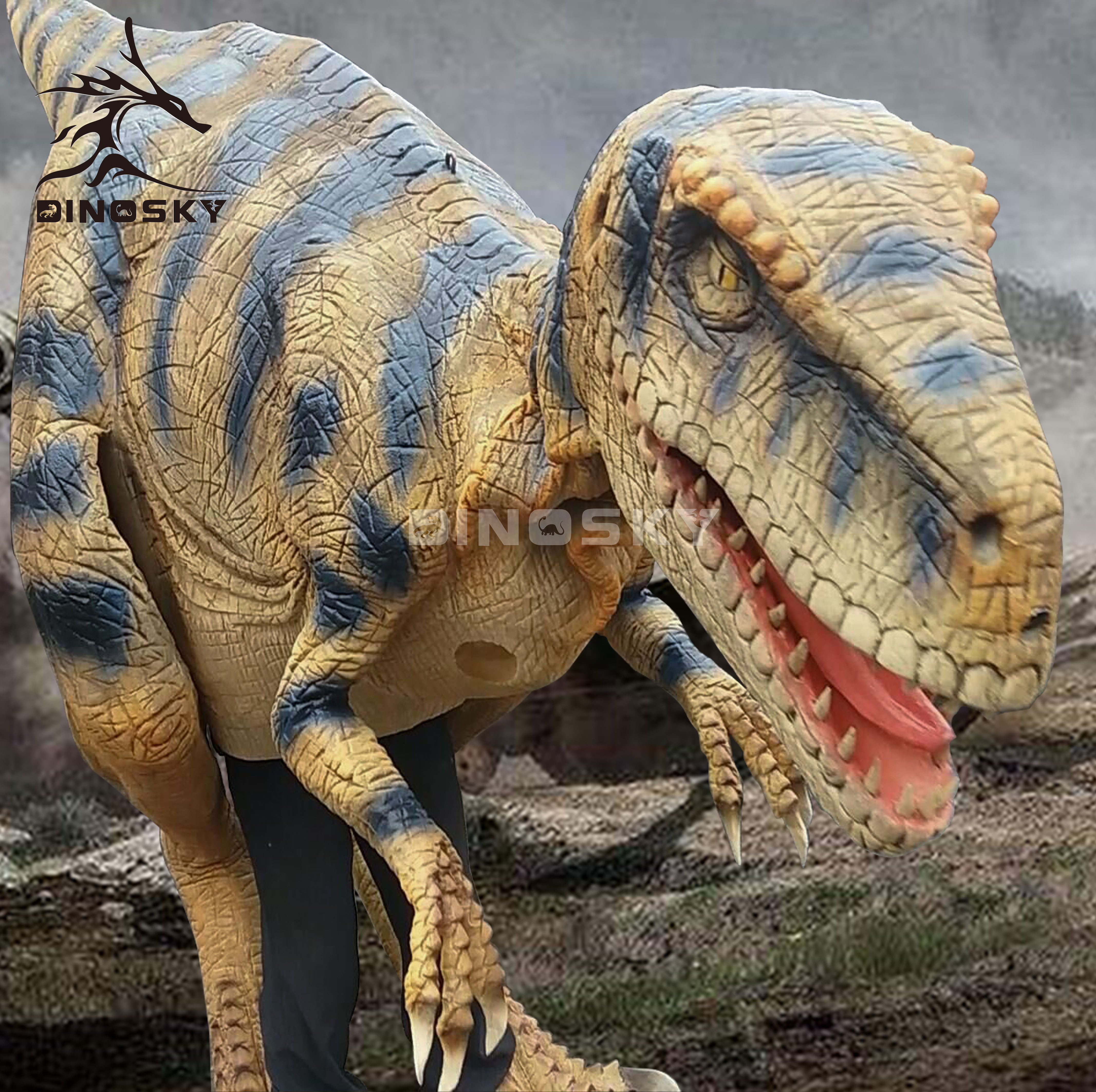 Adult Moving  animatronic simulated velociraptor Dinosaur costume