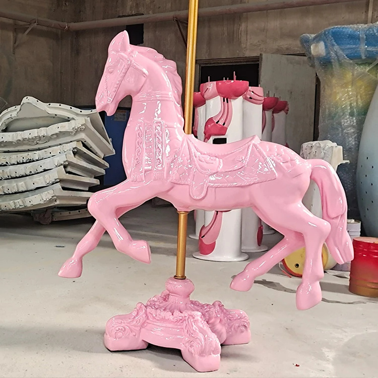 Fiberglass Figurine support customization full size carousel sculpture/ carousel horses props/ kids carousel horse