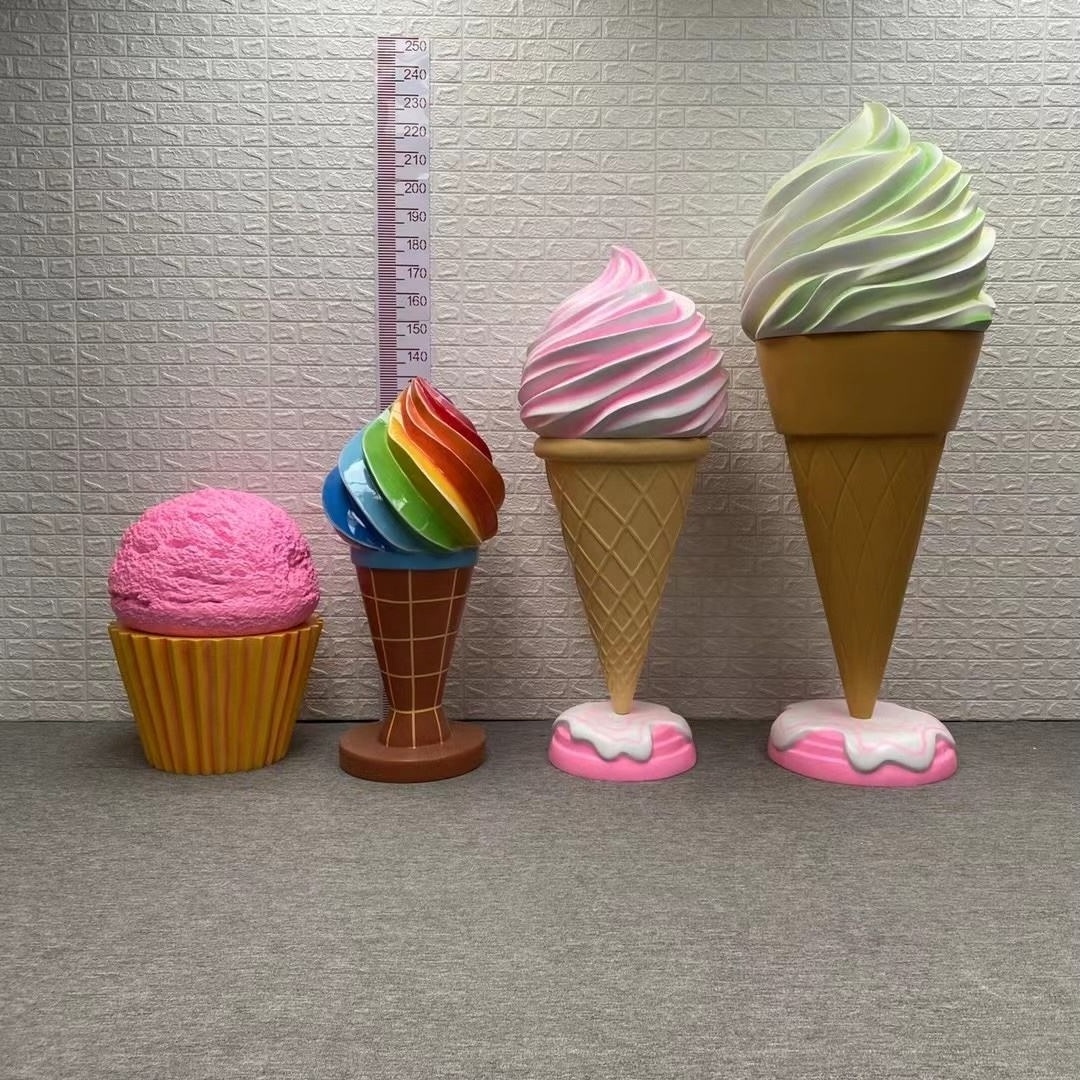 Fiberglass Figurine support customization giant ice cream decorations/ ice cream prop display/cone ice cream props decor