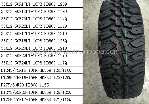 HD868 4WD Mud tyres 35X12.5R22 35X12.50R24/275/65R20 offroad tires 4x4 mud/lakesea mud tires 35X12.5R20