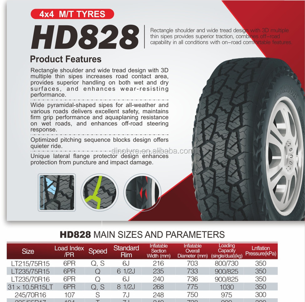 AT tires 235/75R15 215/75R15LT truck tires/ all terrain truck tyres 245/70R16LT 31X10.5R15 HD828