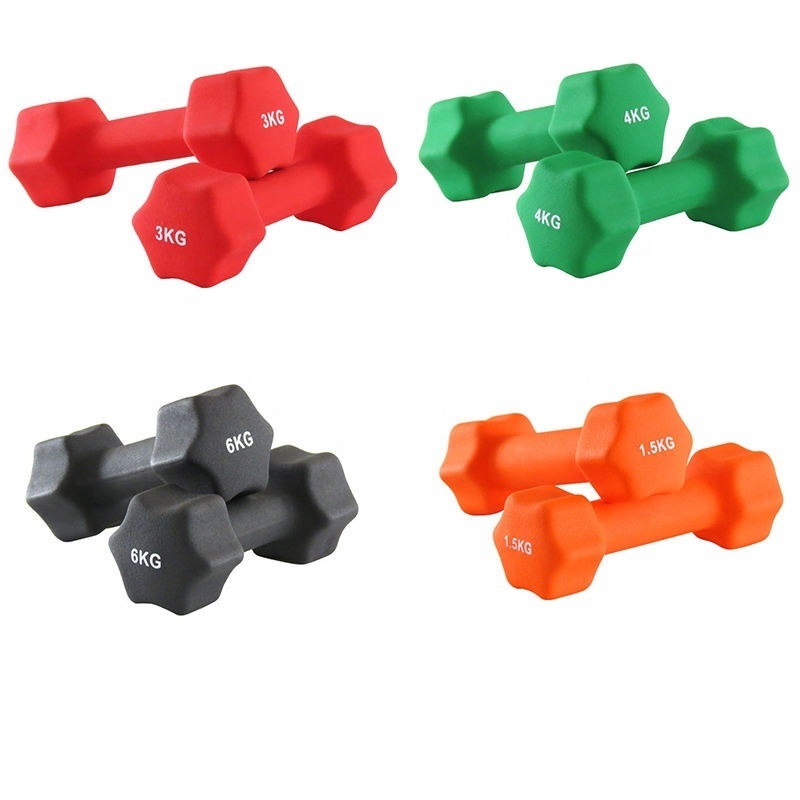 Dinuo 0.5kg-20kg Colorful Bone Shaped Gym Strength Training Weight Lifting Neoprene Coating Dipping Dumbbell