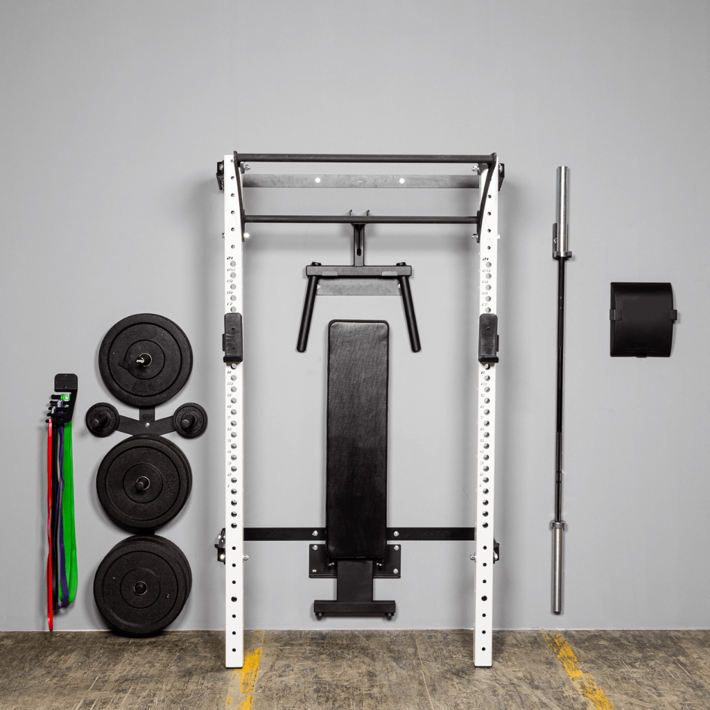 Dinuo  Factory Supplier Wall Mounted Folding Squat Rack with Adjustable Bench Weightlifting Station with Pull up Bar