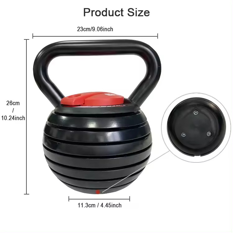 Dinuo Wholesale Strength Training Cast Iron Customized Logo Adjustable Kettlebell 20LB 40LB