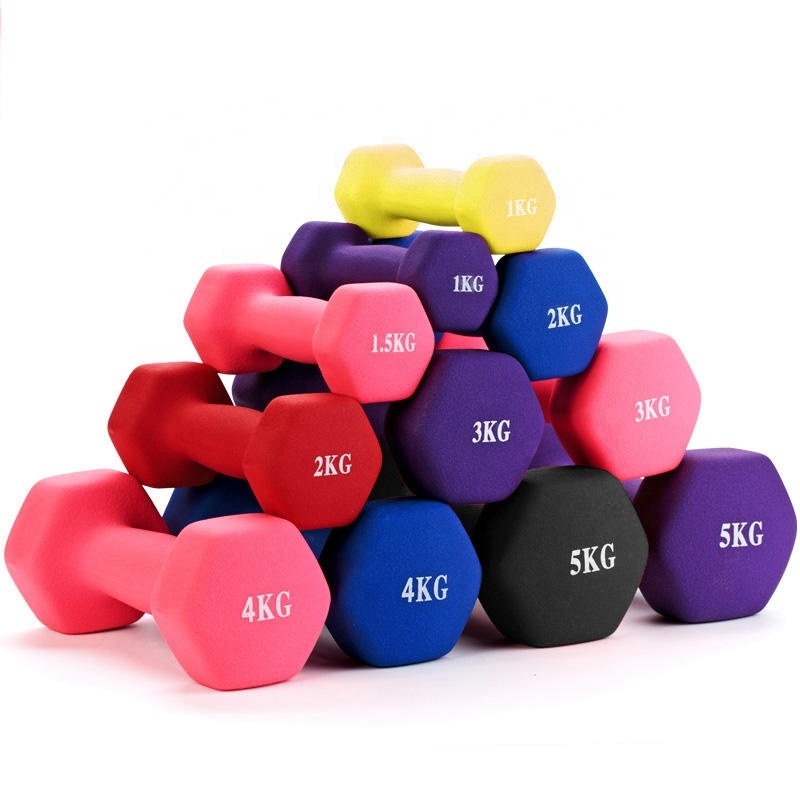 Dinuo 0.5kg-20kg Colorful Bone Shaped Gym Strength Training Weight Lifting Neoprene Coating Dipping Dumbbell