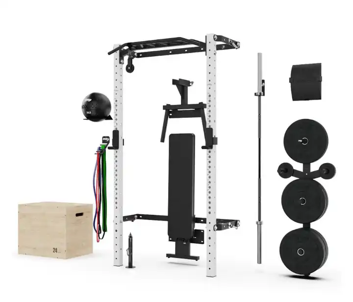 Dinuo  Factory Supplier Wall Mounted Folding Squat Rack with Adjustable Bench Weightlifting Station with Pull up Bar