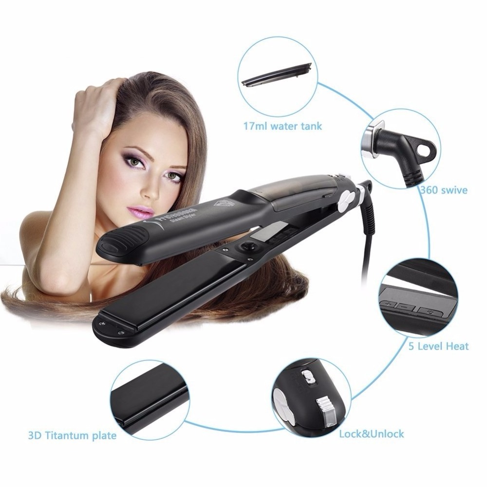 Steam Flat Iron Tourmaline Ceramic Vapor Professional Hair Straightener with Argan Oil Infusion Straightening Irons