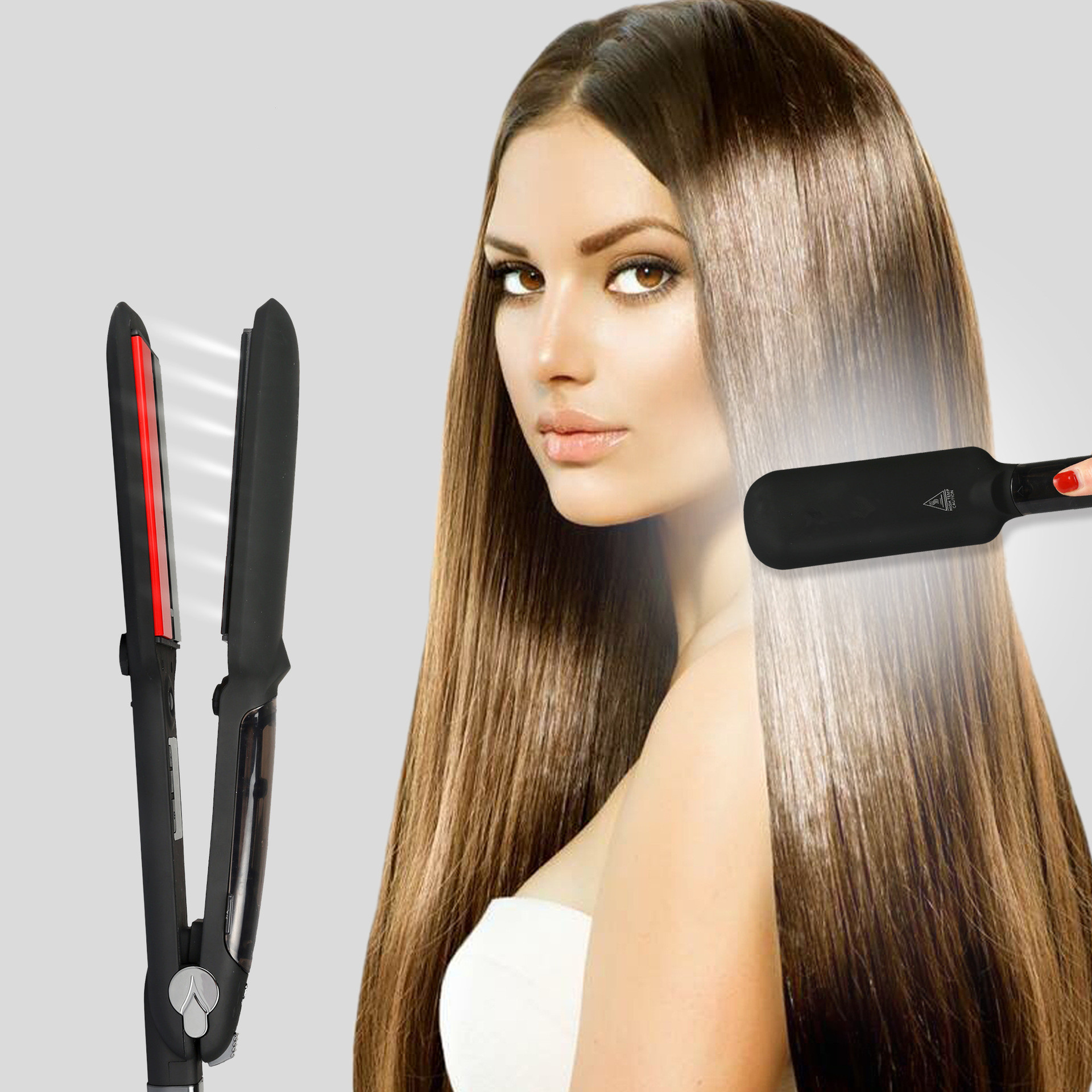 Ulike With LCD Display Steam-pod Electric Ceramic Fast Steam Hair Straightening Comb Straightener Hair Brush