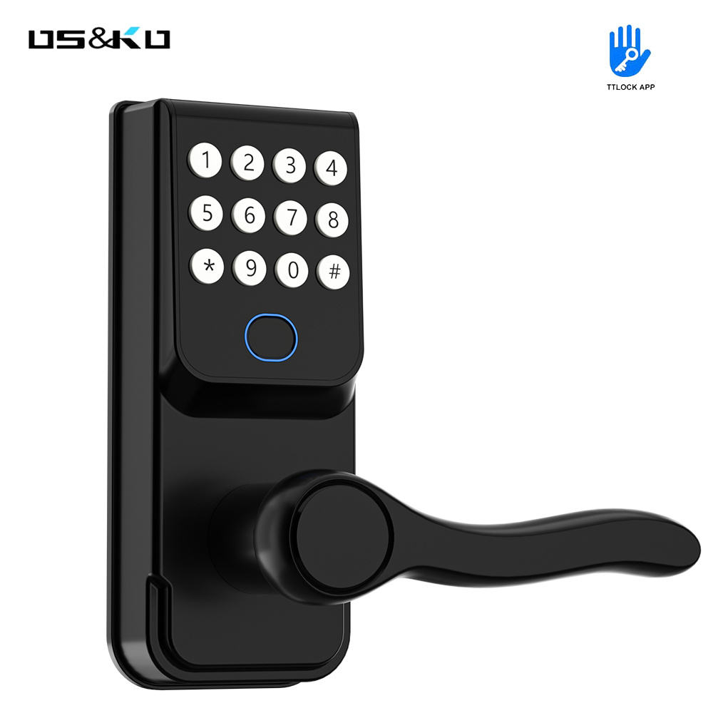 rfid fingerprint zwave lock door handle lock keyless fingerprint password phon electric fingerprint door lock for interior home