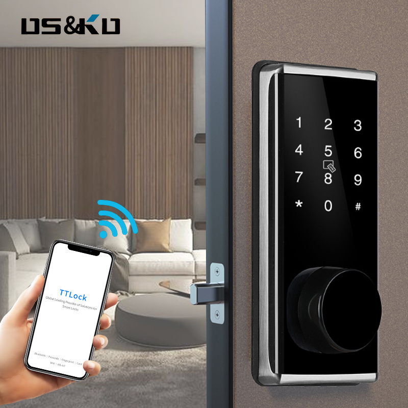 zwave card key automatic electronic air bnb tthotel android deadbolt  keypad backup key smart house front door auto door lock