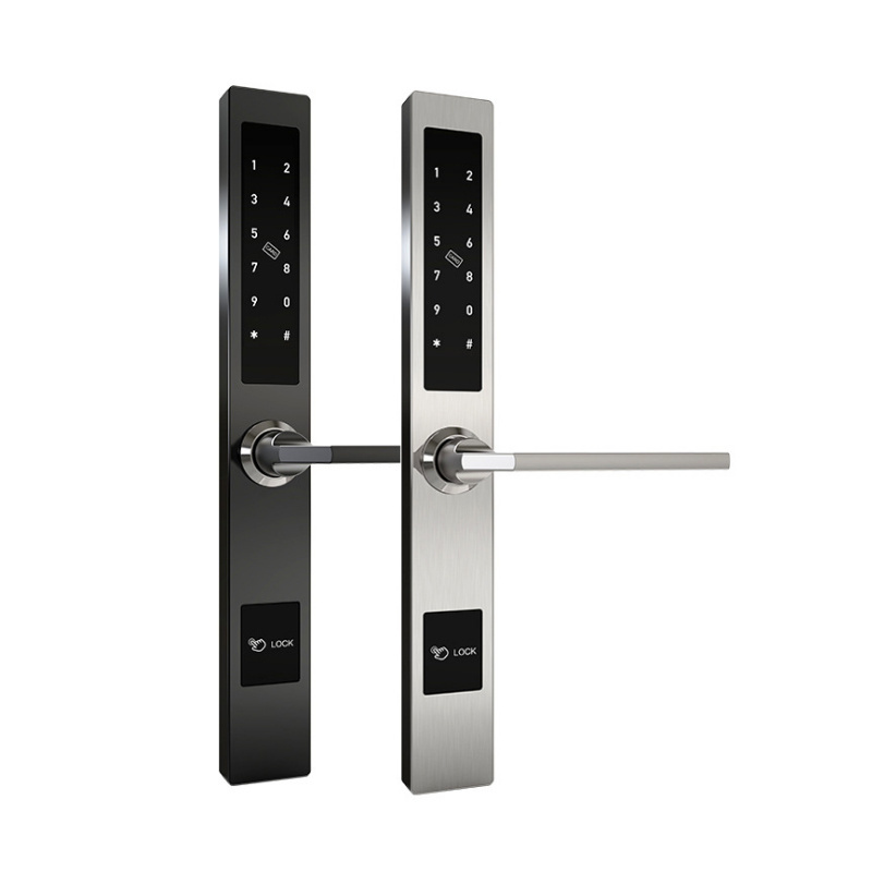 slim narrow frame door broken bridge lock fingerprint keypad Tuya app for swing sliding aluminum glass door smart lock