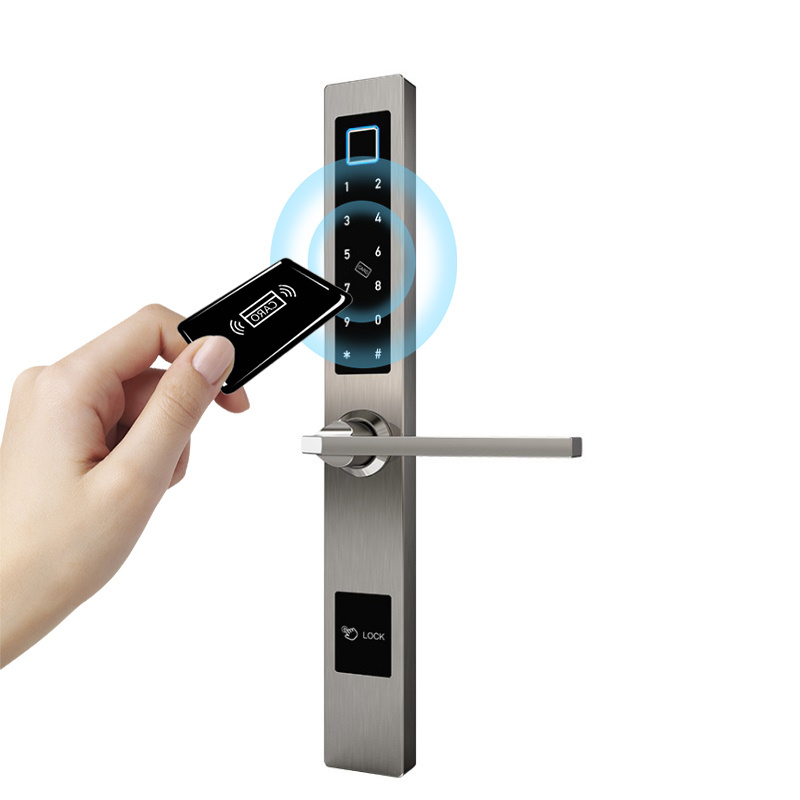 slim narrow frame door broken bridge lock fingerprint keypad Tuya app for swing sliding aluminum glass door smart lock