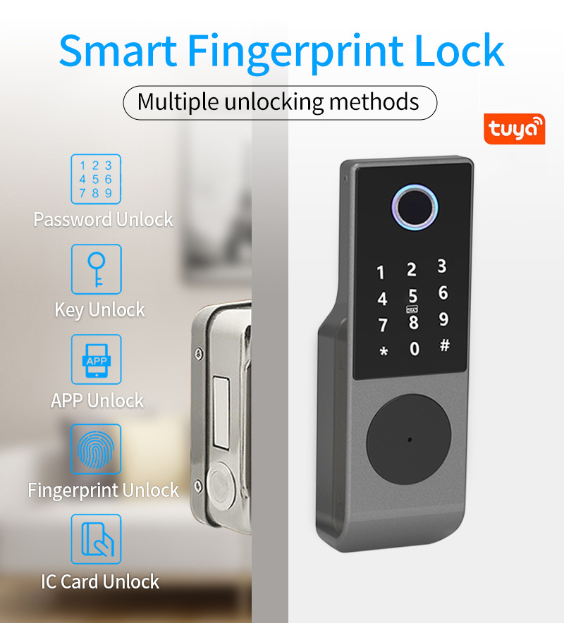 Gateman Smart Rim Lock Double Sided Fingerprint Rim 12v Outdoor Remote Biometric Door Lock with Fingerprint with Code with Wifi