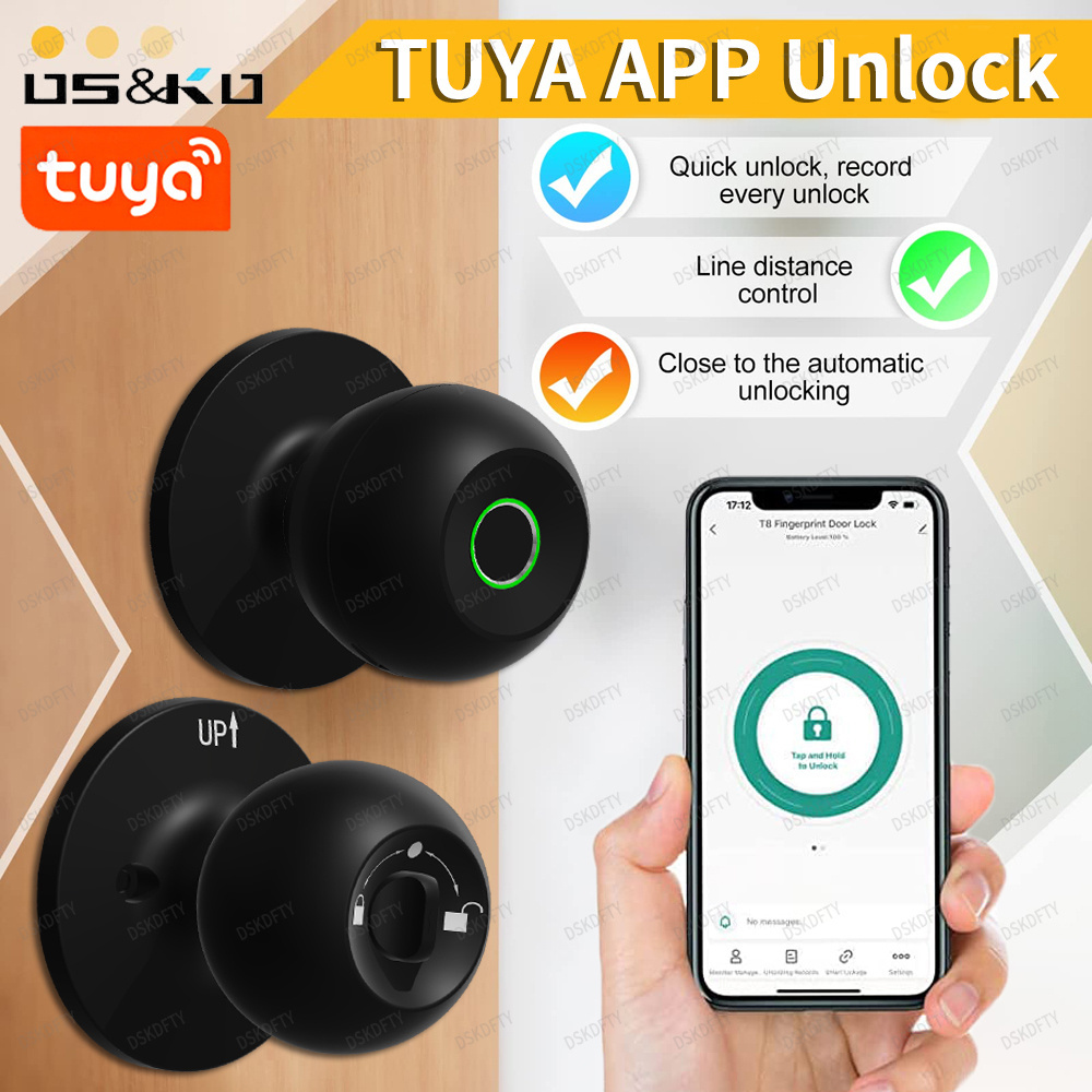 interior door knobs with lock cylindrical blue tooth tuya latch round set black master key tuya door knob ball  euro smart lock