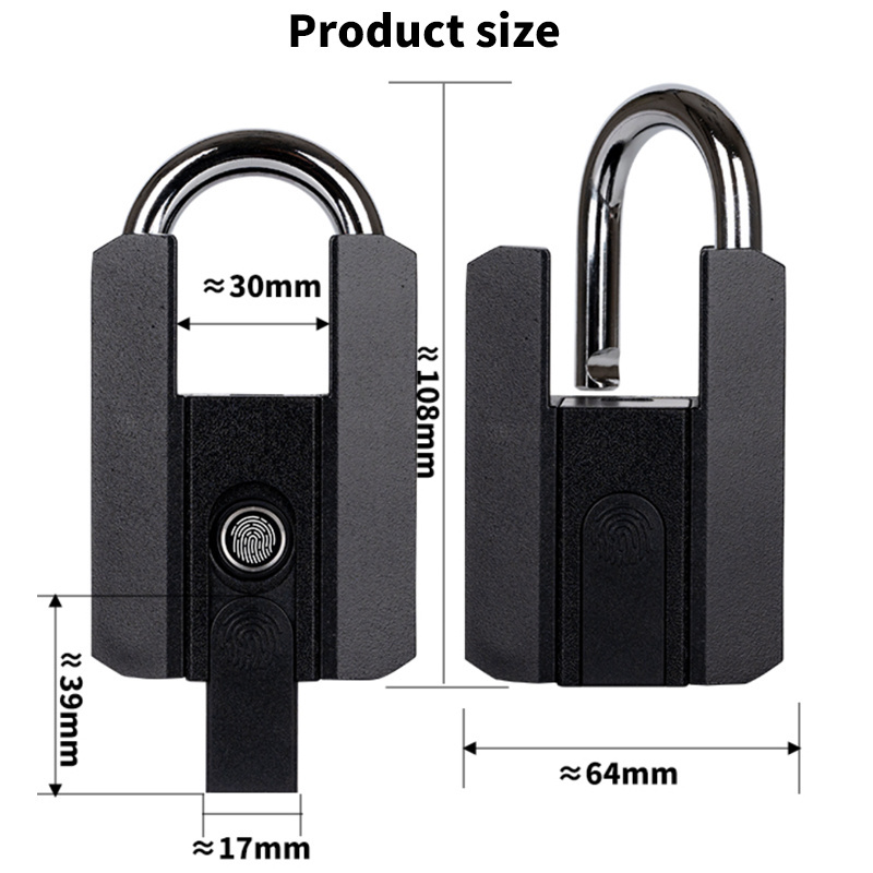 anti-theft high security ip65 eyless set small  transparent price  fingerprint padlock waterproof padlock