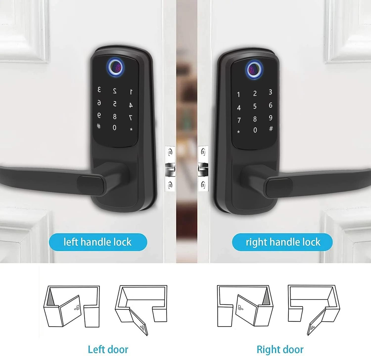 Electric door handle lock mortise cylinders biometric fingerprint keyless for bedroom wooden home digital smart life lock