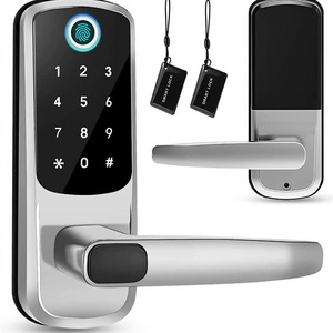 Electric door handle lock mortise cylinders biometric fingerprint keyless for bedroom wooden home digital smart life lock