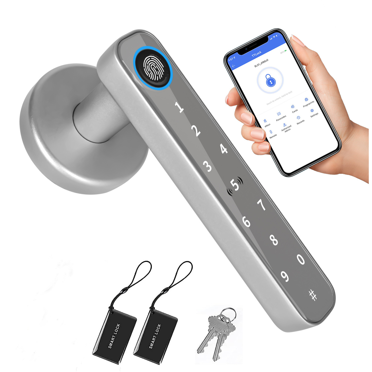 Door Handle Lock Home Door Upgrade Code Fingerprint Advanced ttlock Digital Key Handle Interior Room Door Handle Hidden Lock