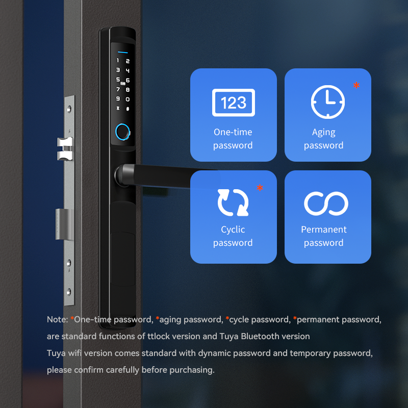 Push Pull Lock  Aluminium Alloy Sliding Window Lock Smart Fingerprint Wardrobe Digital Door Rim Lock Frameless Sliding Door