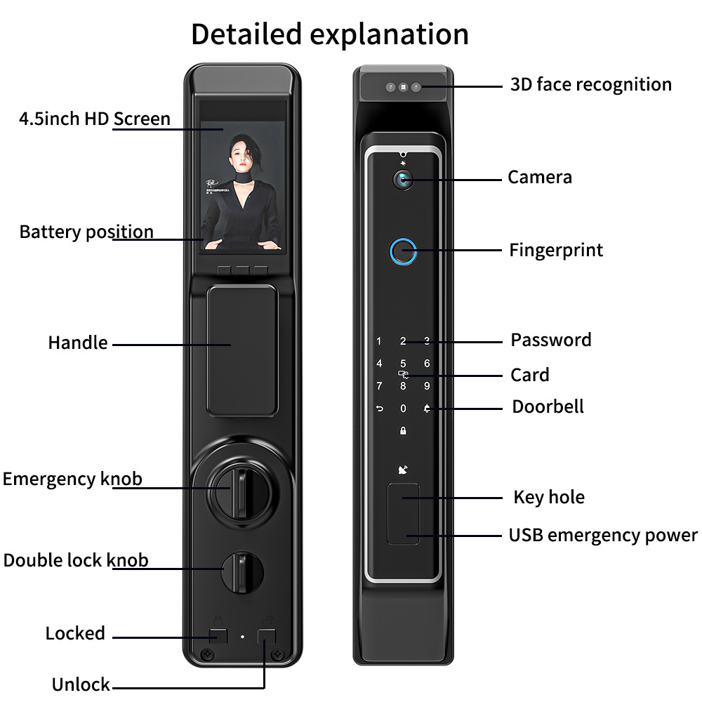 tuya bluetooth gateway for tt lock digital face recognition smart locks for front doo keyless entry smart door lock fingerprint