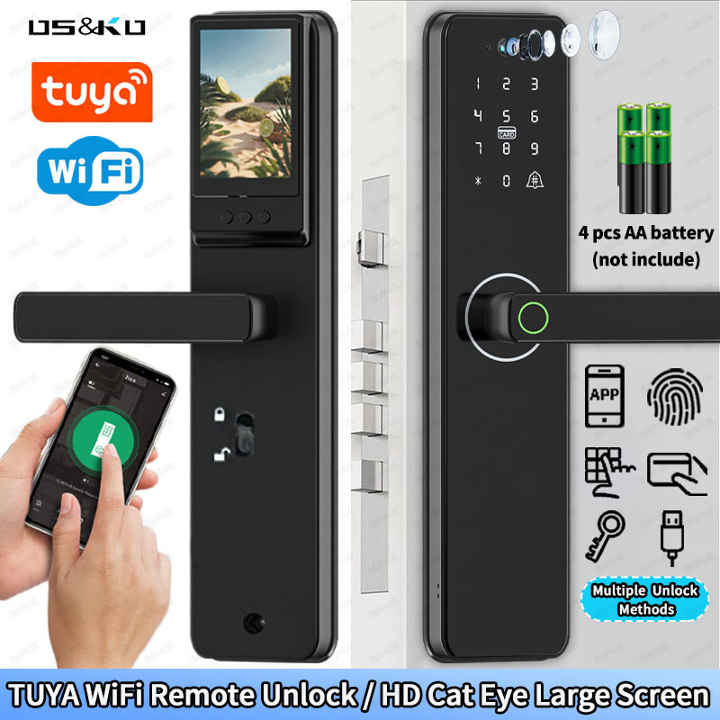 Fingerprint Recognition Security Camera Locks Wifi Remote Unlock Intelligent Ring Door Bell Lock Code Keyless Easy Entrance