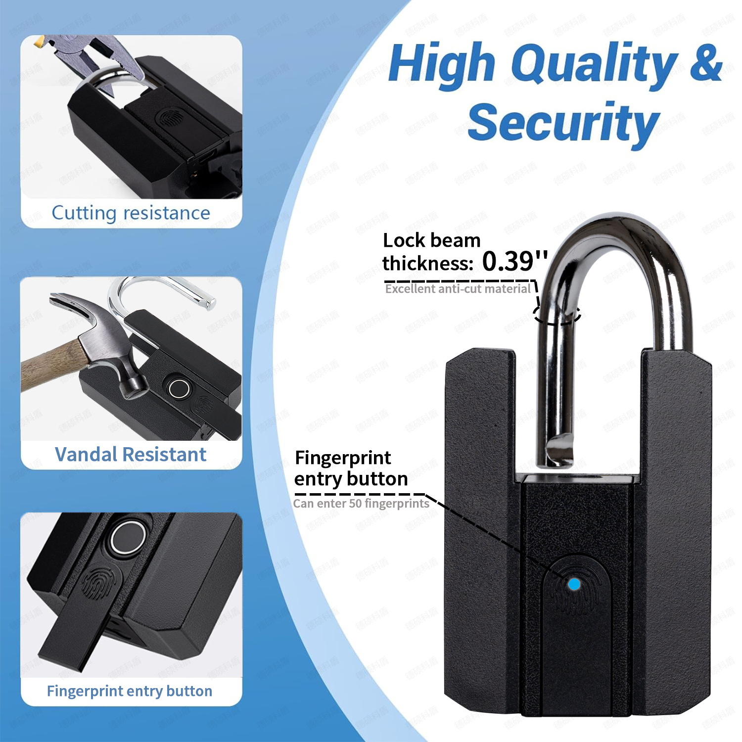 Waterproof Padlock Rectangular Digitals Combination Fingerprint Electronic Fingerprints Padlocks And Keys In Bulk