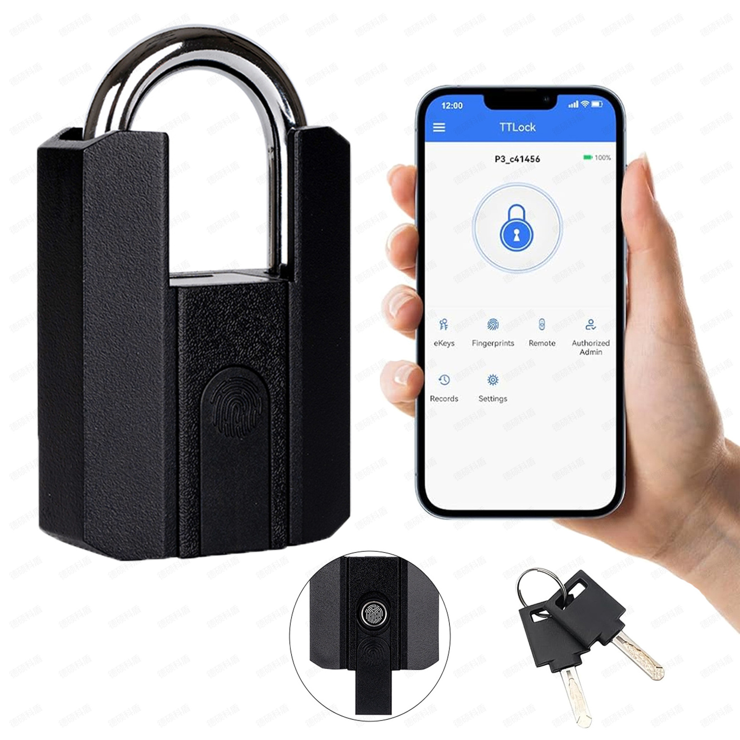 Waterproof Padlock Rectangular Digitals Combination Fingerprint Electronic Fingerprints Padlocks And Keys In Bulk