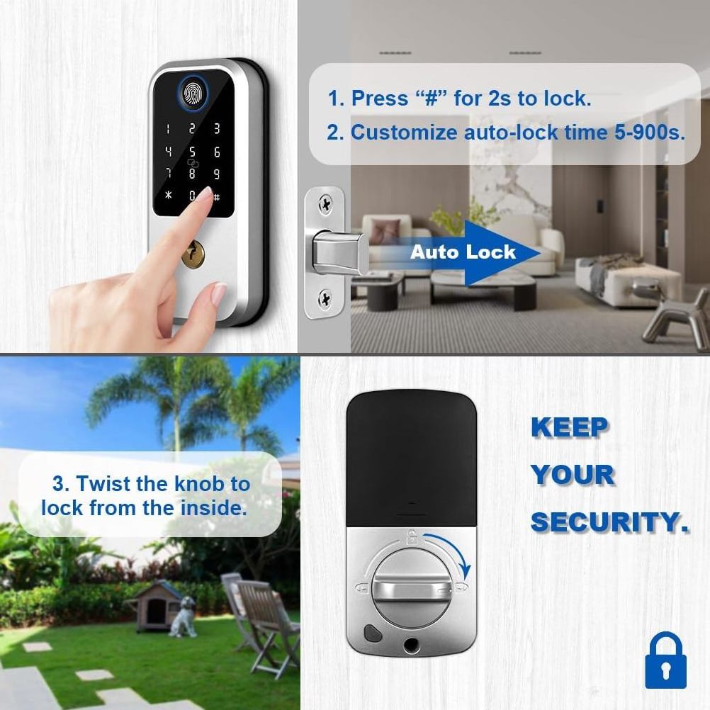 Smart Digital Lock Keyless Deadbolt Lock Biometric Fingerprint with Deadbolt Smart Deadbolt