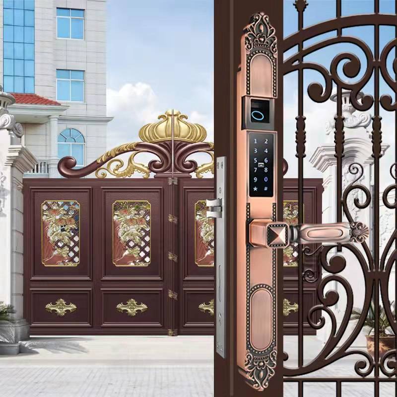 TTlock ble keyless fence reader combination double sided grill fingerprint garden gate door  waterproof lock handle smart lock