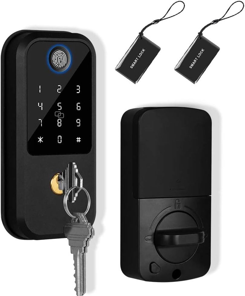 Electronic Fingerprint Key Passcode Card Smart Digital Door Locks Deadbolt Smartkey Deadbolt