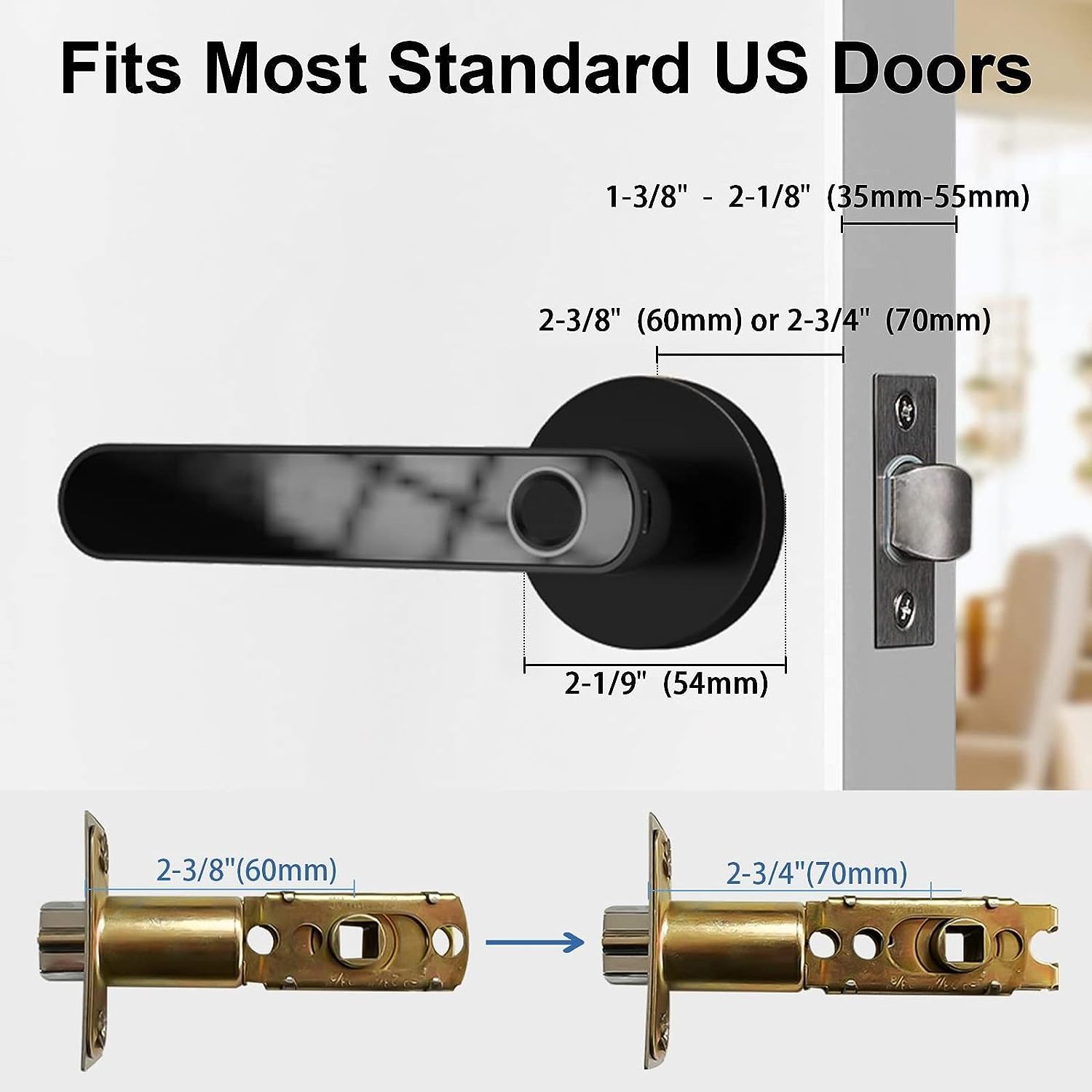 Intelligent Electronic Door Lock Smart Home Lock Digital Combination Finger Print Safety Pin Mortise Lock With Handle