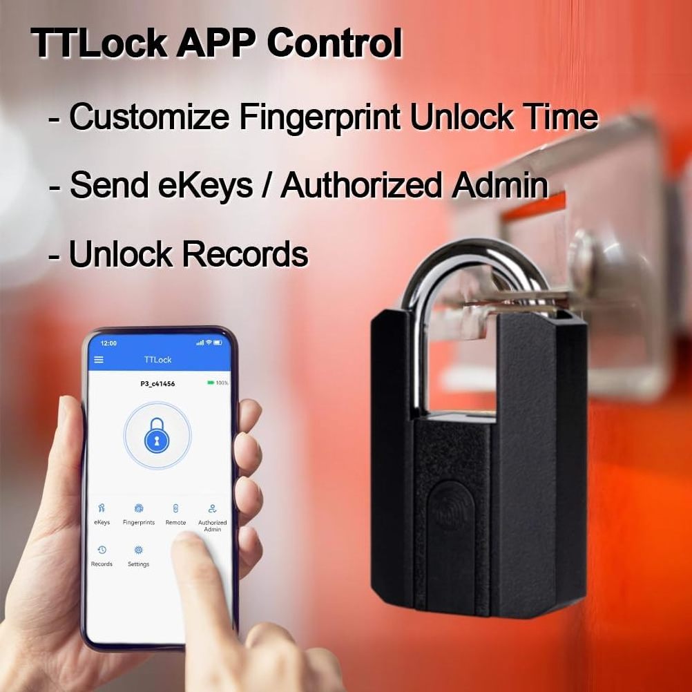 ttlock waterproof outdoor rim smart lock padlocks 60mm steel fence outdoor smart finger gate lock intelligent fingerprint lock