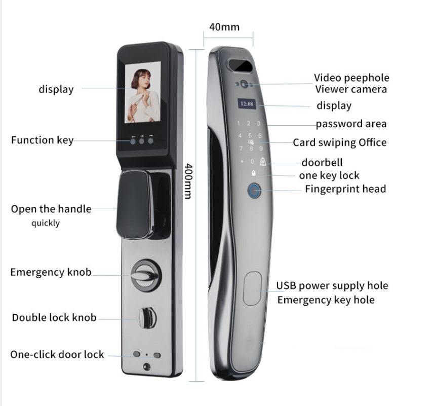 Intelligent door lock anti-theft outdoor smart door lock with 3d and fingerprint door with camera tuya smart life app