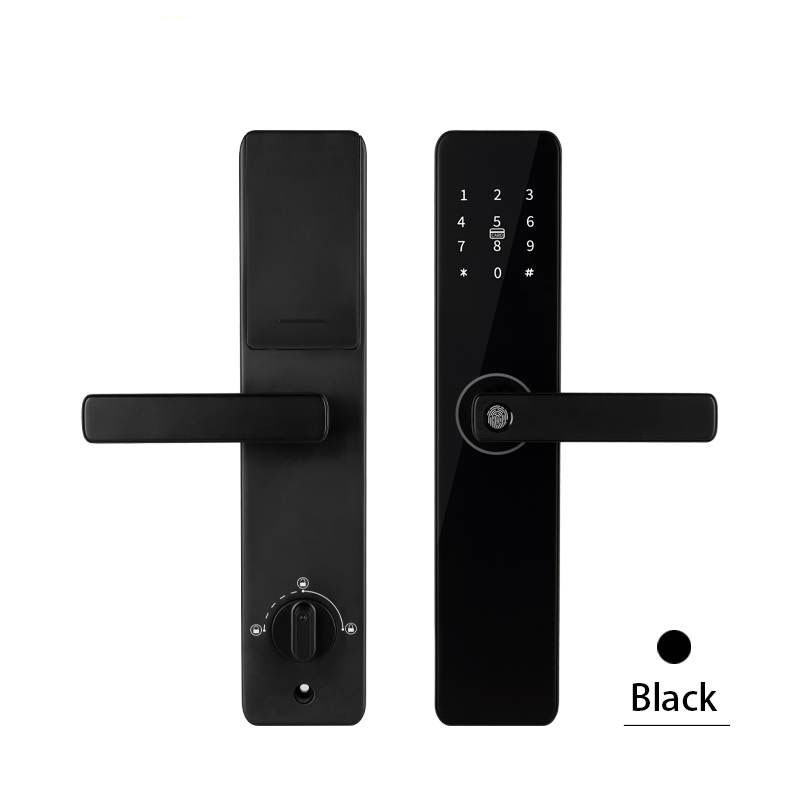 WiFi Tuya APP Wireless Keyless Electric Smart Door Lock Electric Fingerprint Handle Deadbolt For Wooden Door