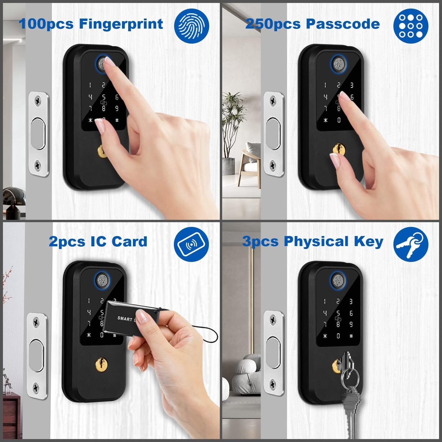 smart door lock keyless smart door lock fingerprint deadbolt automatic digital password smart keypad door lock