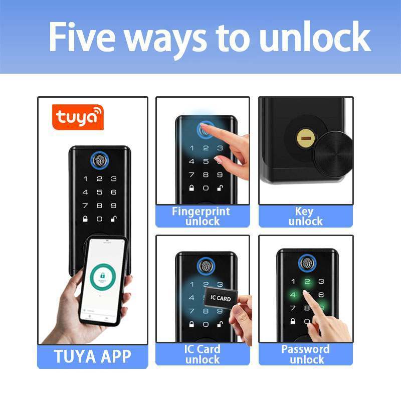 Deadbolt Wifi Tuya Smart Door Lock Digital Smart Cylinder Lock For External Door Technology Smart Fingerprint Electric Door Lock