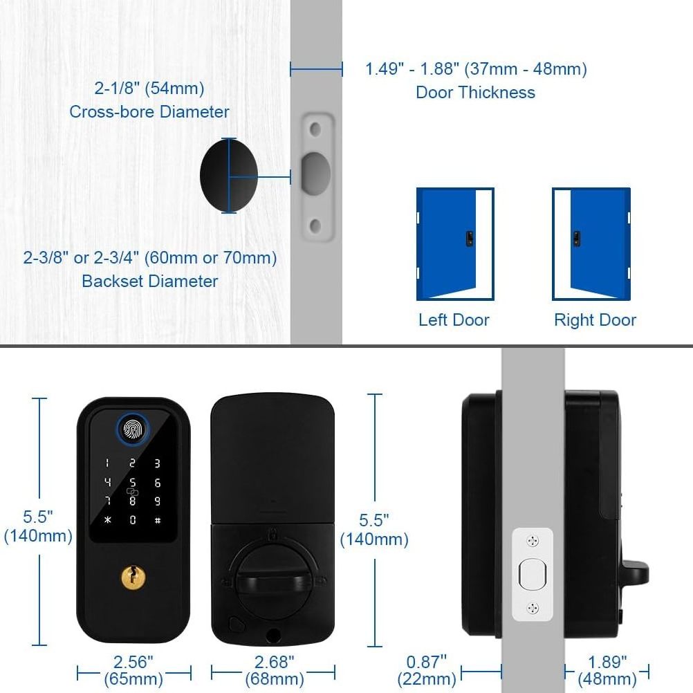 Electronic Fingerprint Key Passcode Card Smart Digital Door Locks Deadbolt Smartkey Deadbolt