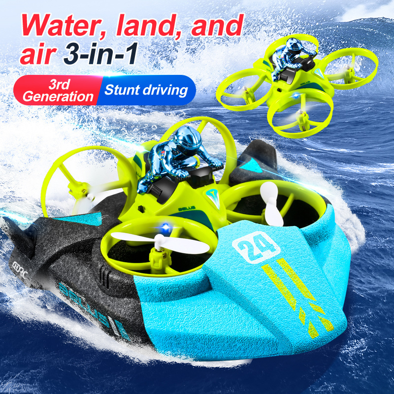 2  in 1 Mini RC Drone Quadcopter Remote Control RC Boat Ship Drone Airplane Toy for Kids Adults