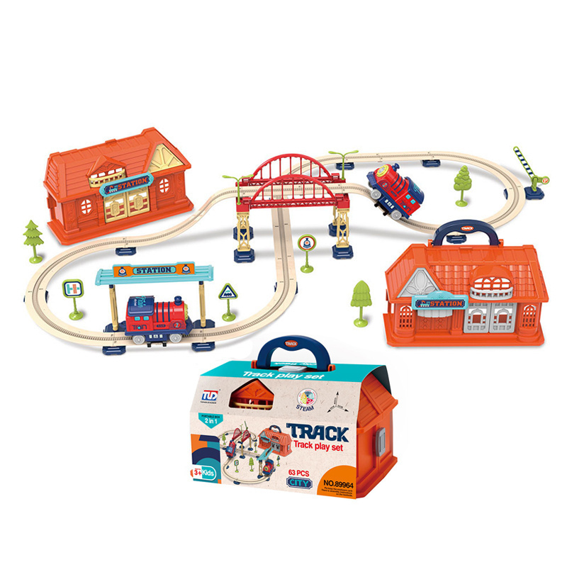 Kids DIY Electric Slot Toy Car Track Set Railway Slot Toy Car Adventure Plastic Rail Track Toys