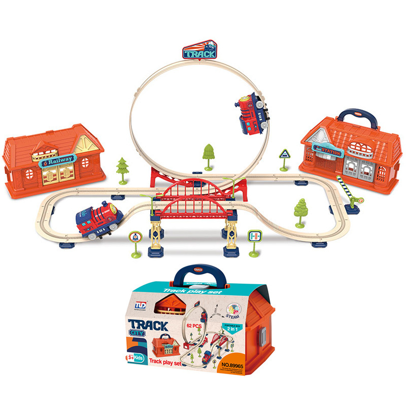 Kids DIY Electric Slot Toy Car Track Set Railway Slot Toy Car Adventure Plastic Rail Track Toys