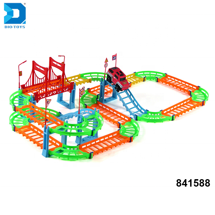 colorful diy plastic electric rail toys car racing track