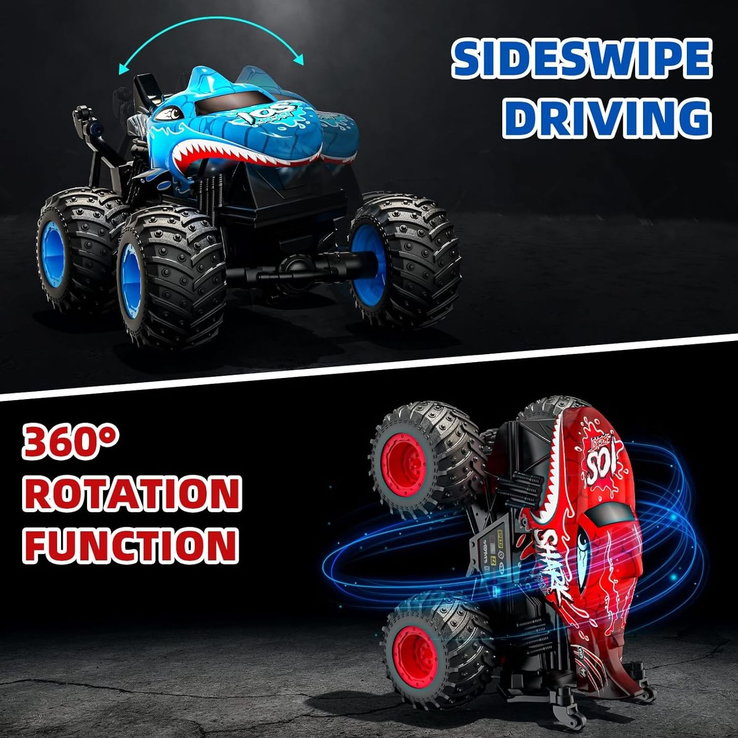 2.4GHz RC Shark Remote Control Monster Truck Drift Stunt Car Trucks RC Crawler Toys Indoor Outdoor Boys Kids Adults Toys