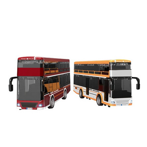 6PCS simulation model pull back alloy toy bus with lights music