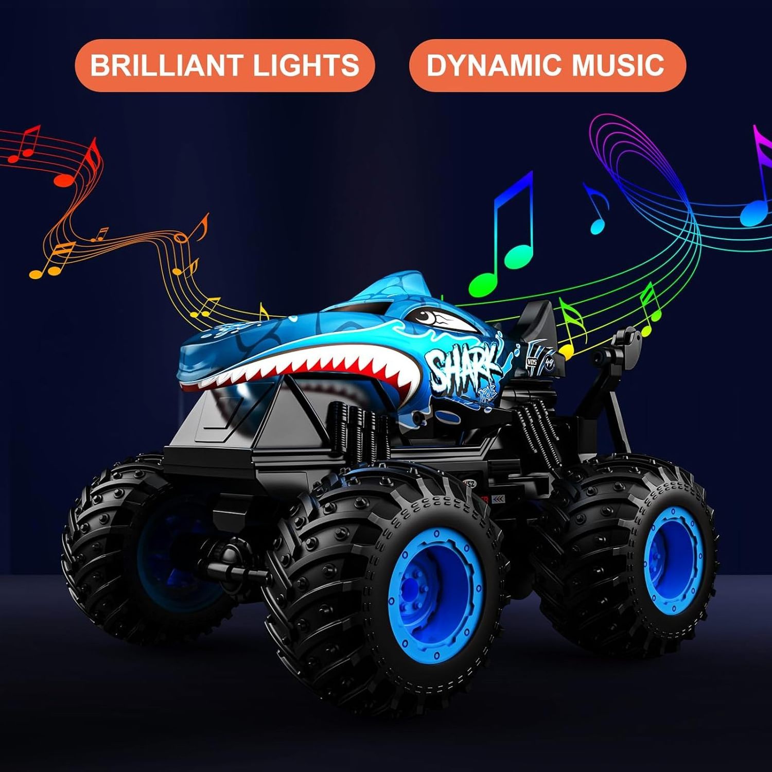 2.4GHz RC Shark Remote Control Monster Truck Drift Stunt Car Trucks RC Crawler Toys Indoor Outdoor Boys Kids Adults Toys